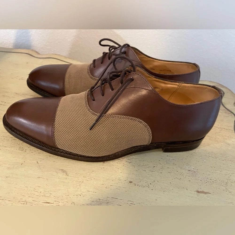 PEAL & Co. x BROOKS BROTHERS Made‎ in England Textured Cap Toe Oxford Size 9